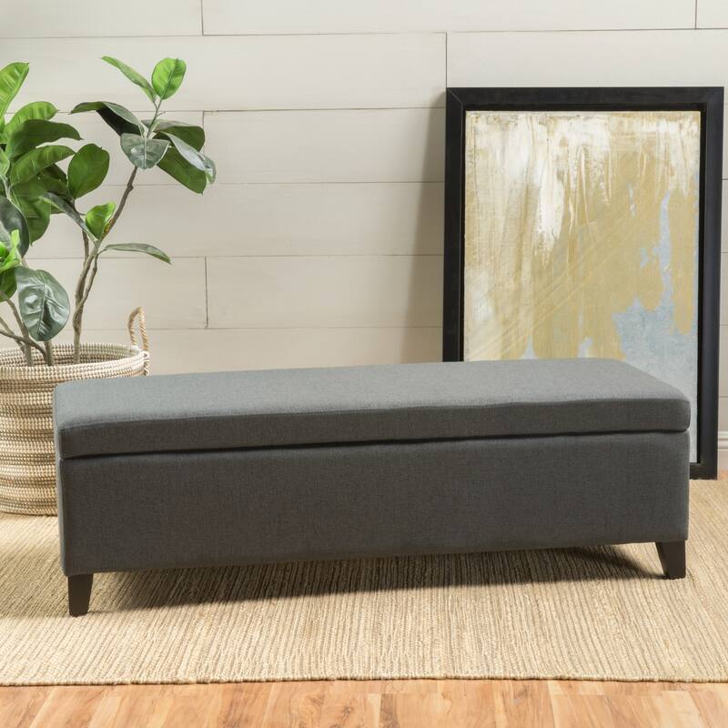 Storage Ottoman with Dense Foam Padding and Ample Space for Modern Living and Multi-Functional Use - Dark Gray
