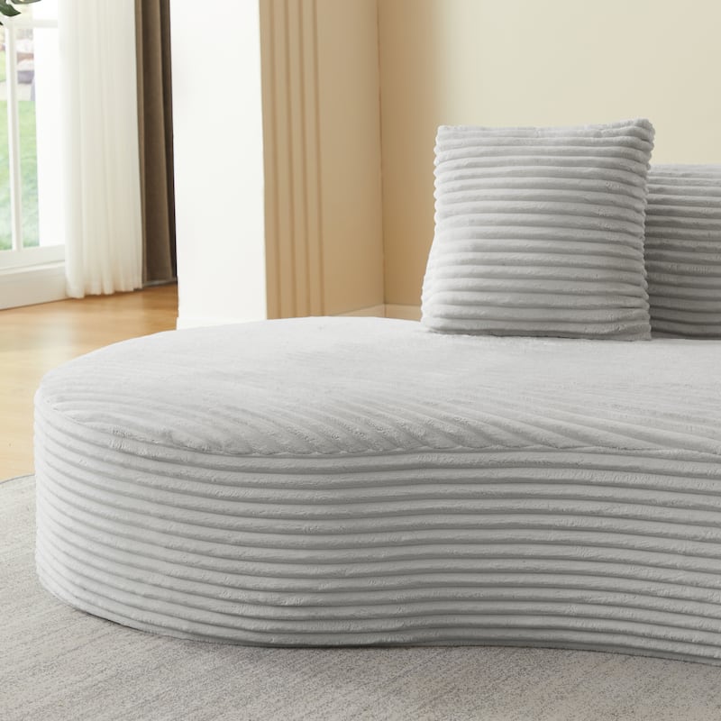 Corduroy Upholstered Curved Sectional Sofa Compressed Modular Couch