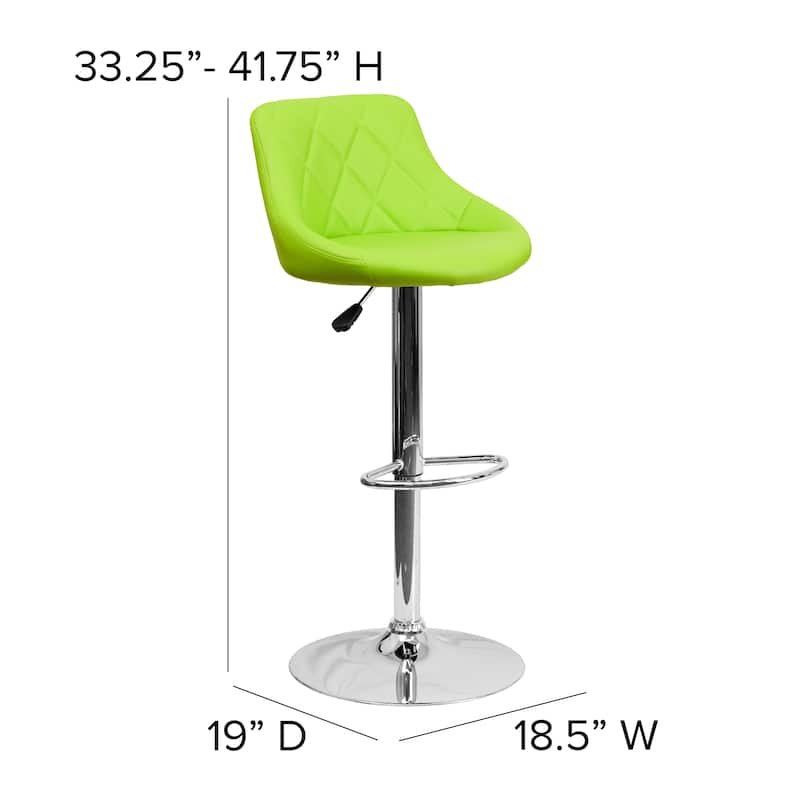 Vinyl Bucket Seat Adjustable Diamond Back Barstool (Set of 2) - 18.50"W x 19"D x 33.25" - 41.75"H