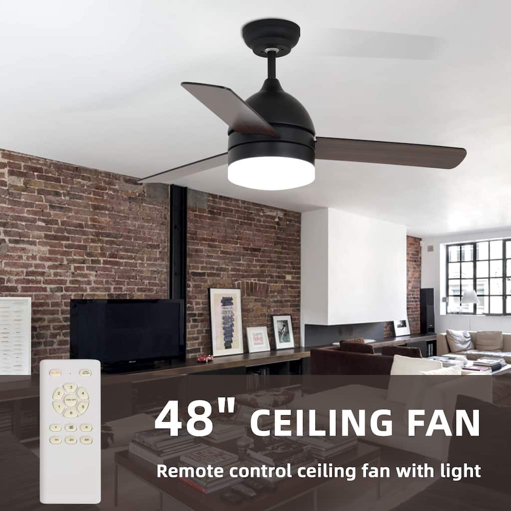 Modern Minimalist Ceiling Fan Light with Lighting and 6 Speed Settings, 3 Blades for Bedroom and Living Room