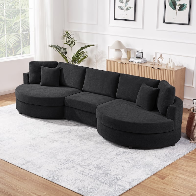 Christopher Knight Home - Xanthippe 3 Seater Upholstered Curved Design Sofa with Throw Pillow