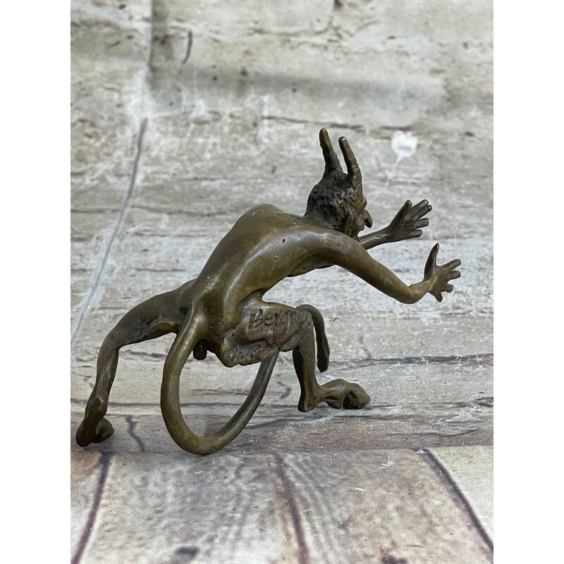 Mythological Greek Satyr Devil Bronze Figurine Sculpture 3.5 Inches X 5.5 Inches