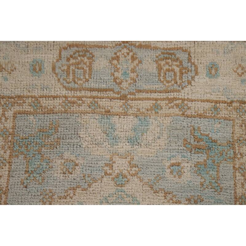 Hand Knotted Oriental 100% Wool Carpet Transitional Geometric Beige & Ivories Oushak Area Rug - 3' 0'' X 2' 0''