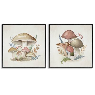Stupell Pastel Blooming Mushrooms Framed Giclee Art Design By Mollie B. (Set of 2)