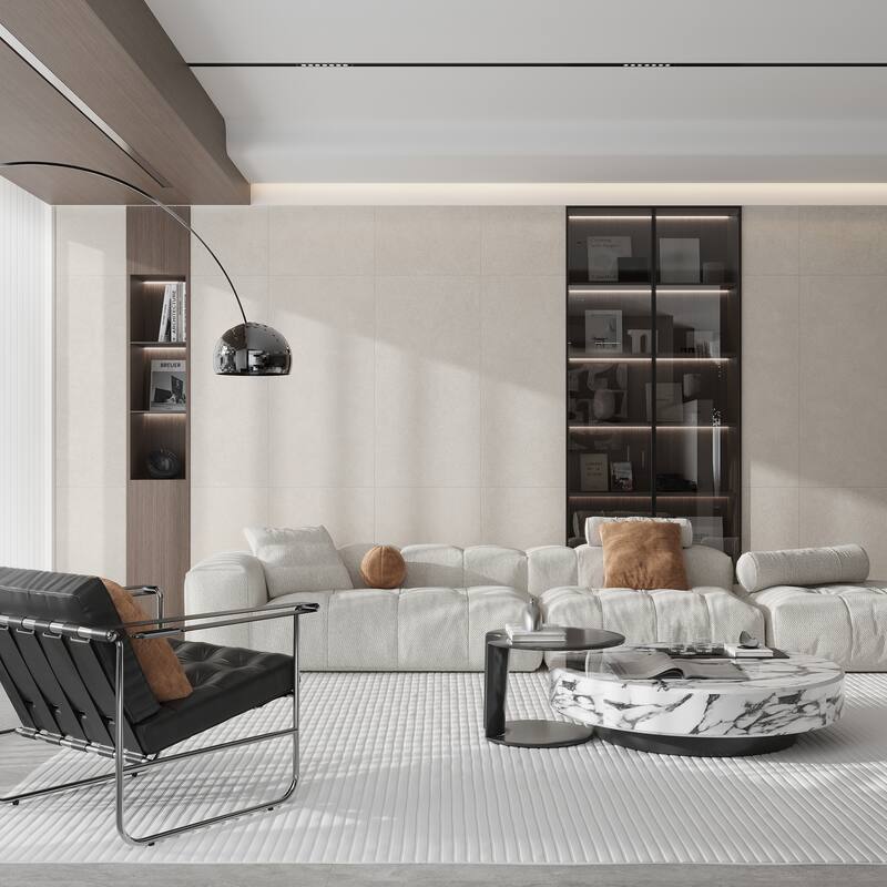 Imprint 24x48 Limestone Beige Ceramic Large Format Plain Wall Tile (23.25 sq ft/case) - 3 Pack