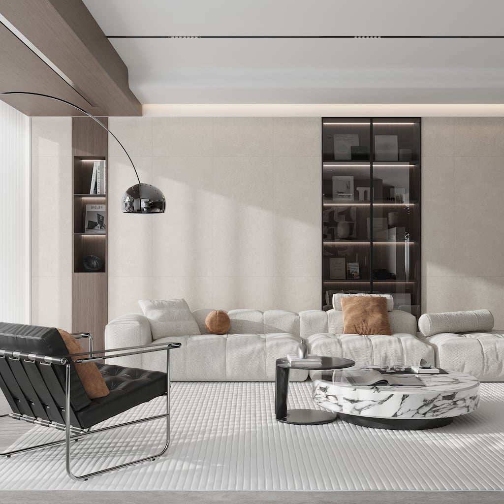 Imprint 24x48 Limestone Beige Ceramic Large Format Plain Wall Tile (23.25 sq ft/case) - 3 Pack