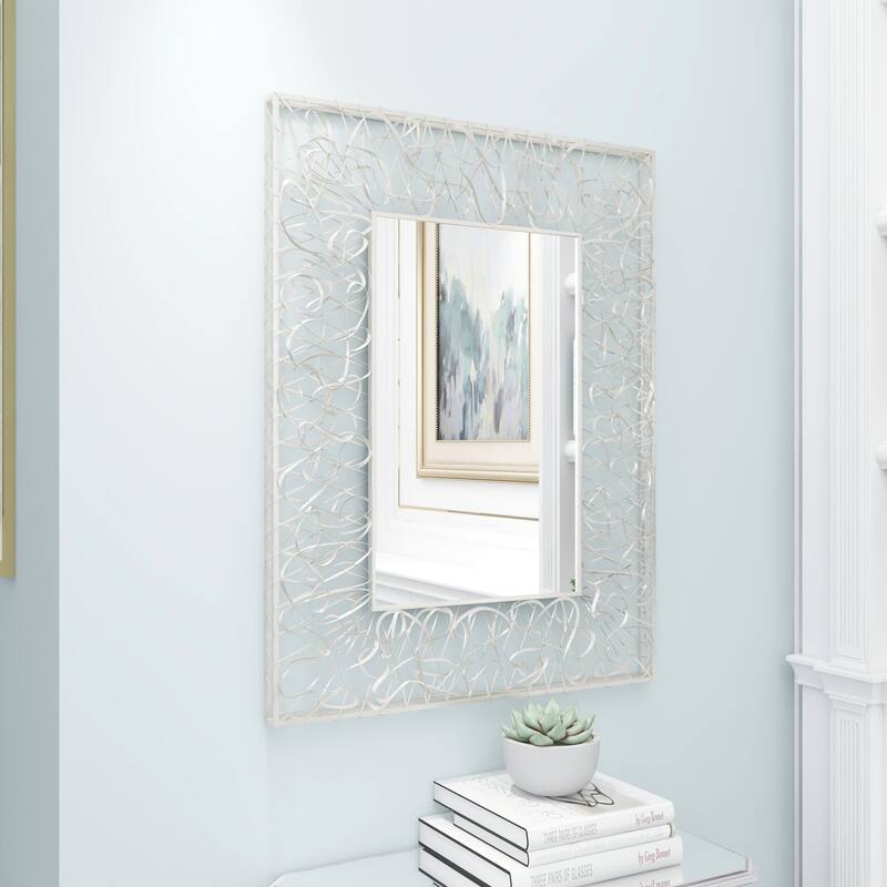 Silver Metal Ribbon Wall Mirror - 33 x 2 x 43
