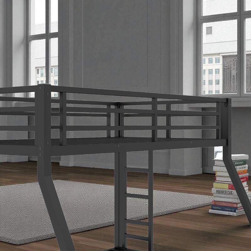 Metal Twin over Full Bunk Bed for Adults and Teens, Heavy-Duty Noise-Free Frame with Guardrails and Under Bed Storage