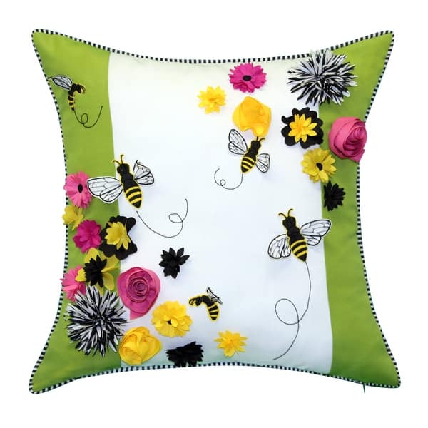 slide 1 of 5, Edie At Home Bees & Flowers Dimensional Indoor/Outdoor Decorative Throw Pillow