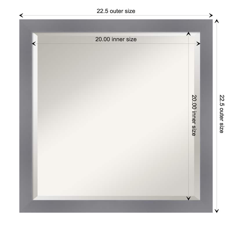 Edwin Beveled Wood Framed Bathroom Vanity Wall Mirror - Edwin Grey - Glass Size 20x20