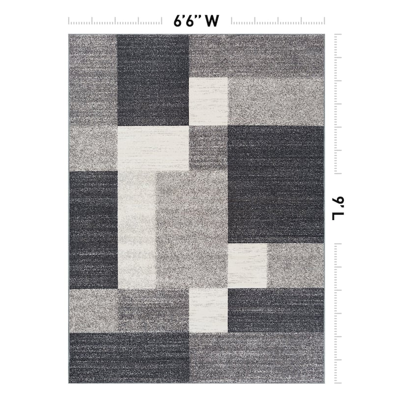 World Rug Gallery Modern Boxes Design Non-slip (Non-skid) Area Rug
