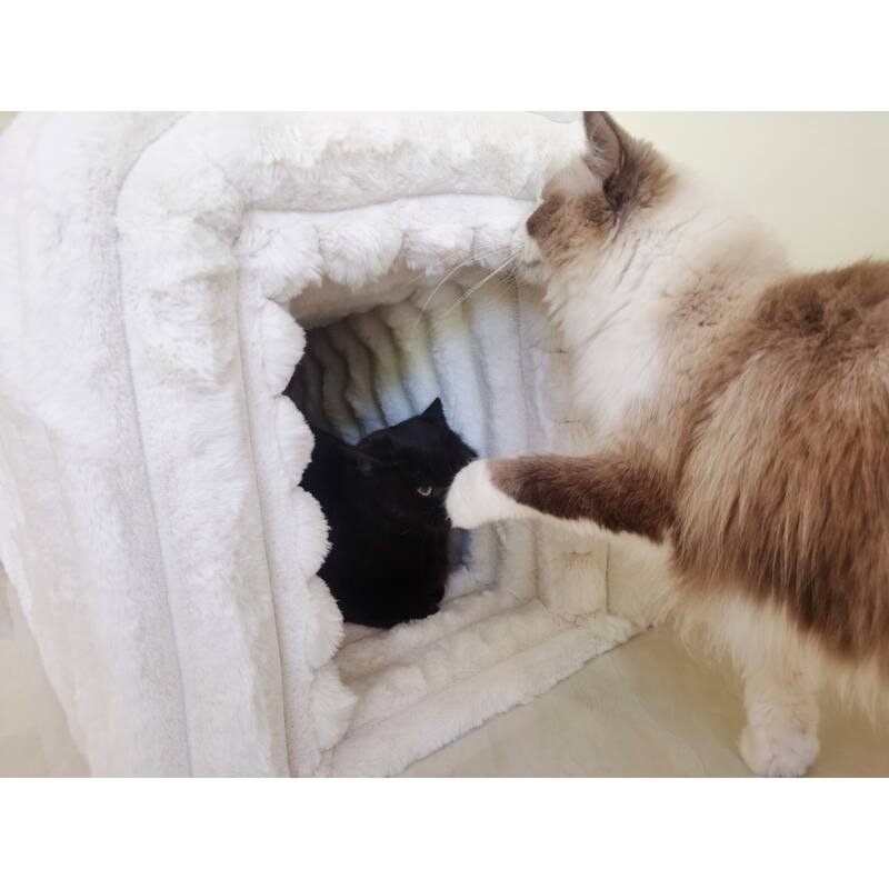 Ottoman bench storage foot rest for couch Pet Supplies Corduroy Bench Cat's nest to hide