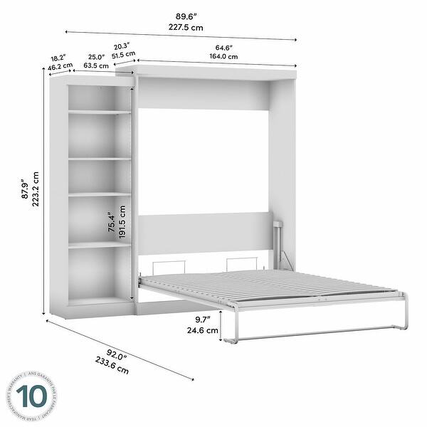 Pur Queen Murphy Bed with Shelving Unit (90W) by Bestar - Bed Bath ...