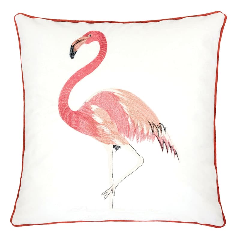 Tamera Contemporary Pink and White Fabric Flamingo Accent Pillows by Porch & Den (Set of 2)