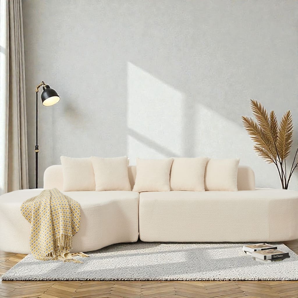 112.2" L-Shaped Boneless Sectional Sofa with Chaise, Chenille Upholstery, Memory Foam, No Assembly