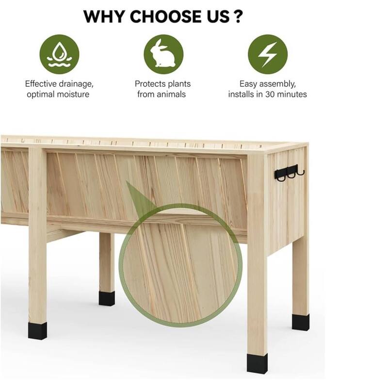 45x23x30in Raised Garden Bed Planter Box for Backyard - N/A