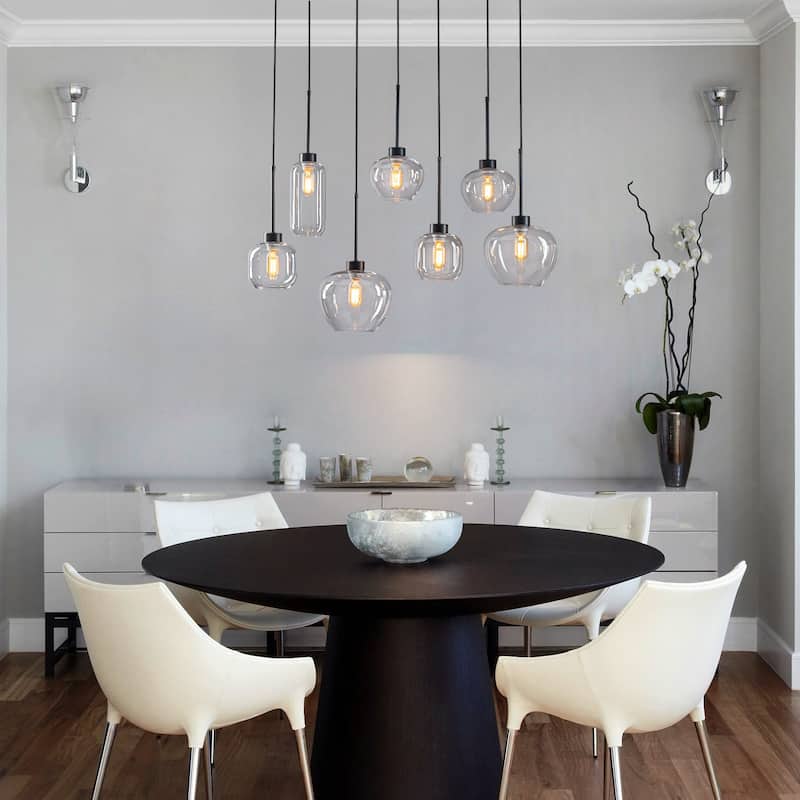 7-Light Cluster Glass Liner Kitchen Island Pendant Light for Dining/ Living Room