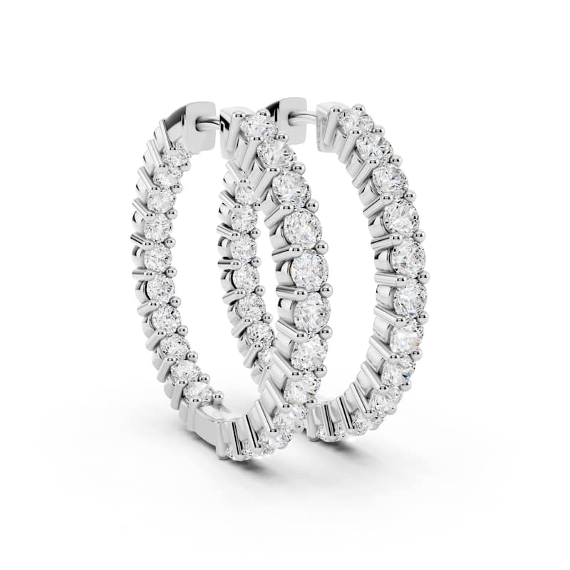 Vault Classics 4.00ct TW Natural Diamond Hoop Earrings (I VS2) - White