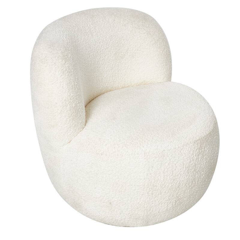 Polyester Rounded Barrel Accent Chair - White - Roche River Decor - 29"W x 30"L x 28"H
