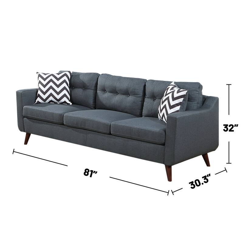 2 Piece Linen-like Fabric Upholstered Sofa Set with Tufted Back