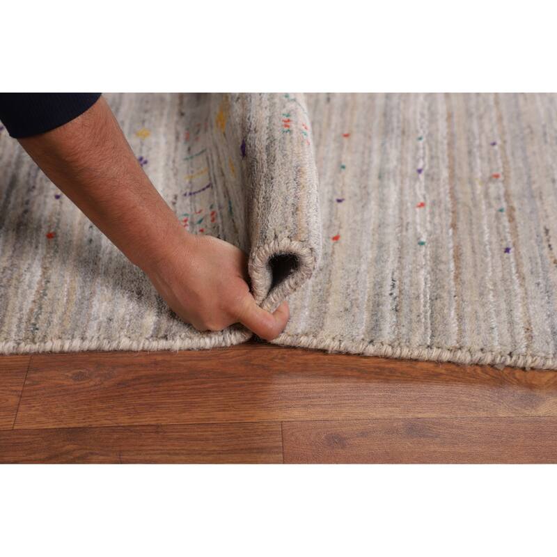 Earth Tone Gabbeh Square Area Rug Hand-Knotted Oriental Wool Carpet - 7'10" X 8'0"