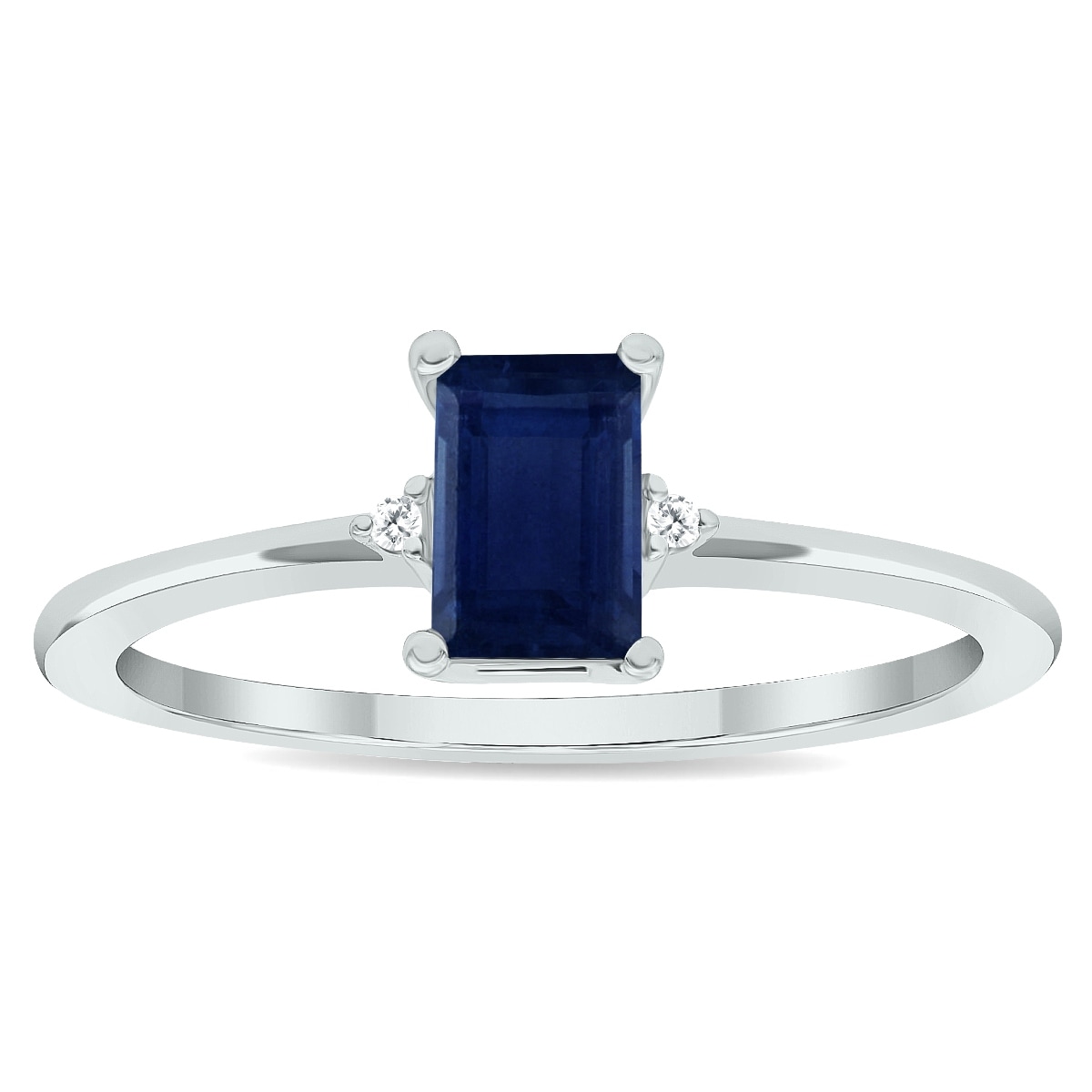Marquee Women's Sapphire and Diamond Classic Band in 10K White Gold