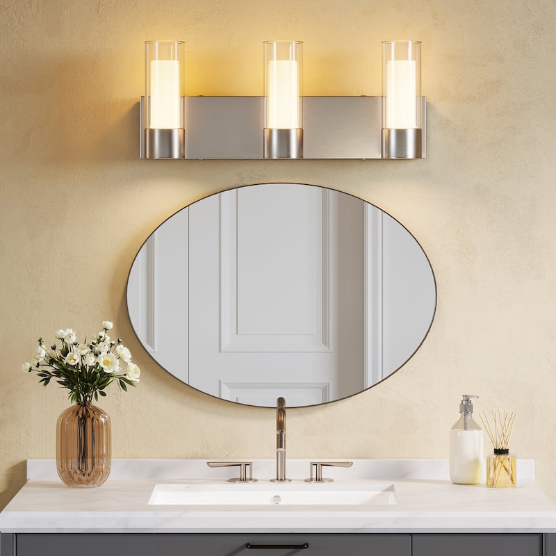 3-Light LED Bathroom Vanity Light Wall Sconces with Glass Shades