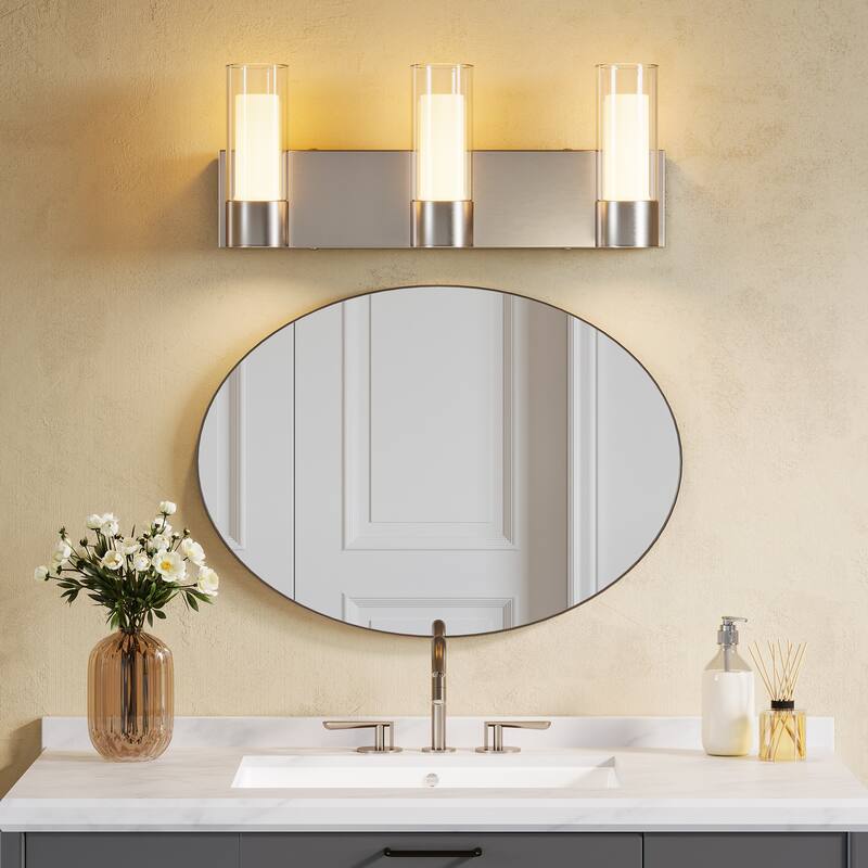 3-Light Vanity Lights Over Mirror, Wall Sconces with Clear Glass Shades for Bathroom Hallway Bedroom