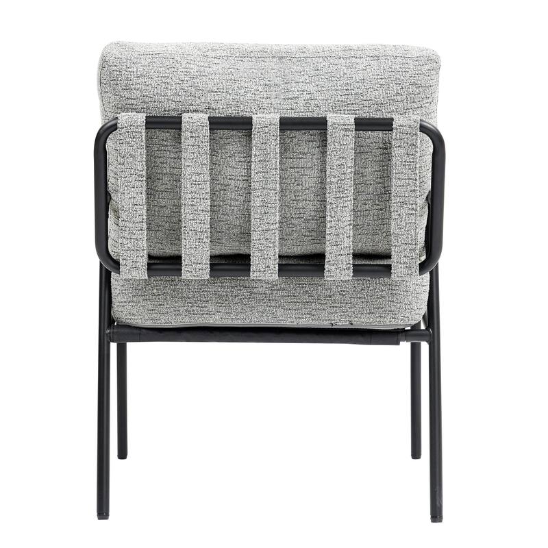 Fabric Accent Chair with Wood Armrests and Metal Frame