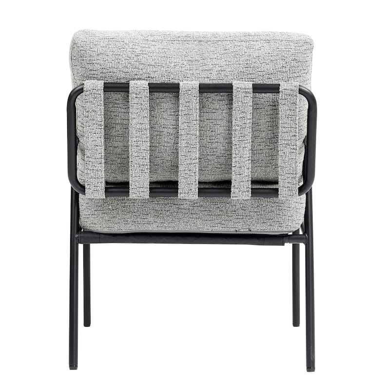Small Upholstered Accent Chair, Ergonomic Living Room Chair, Lounge Reading Chair with Wooden Armrests & Backrest