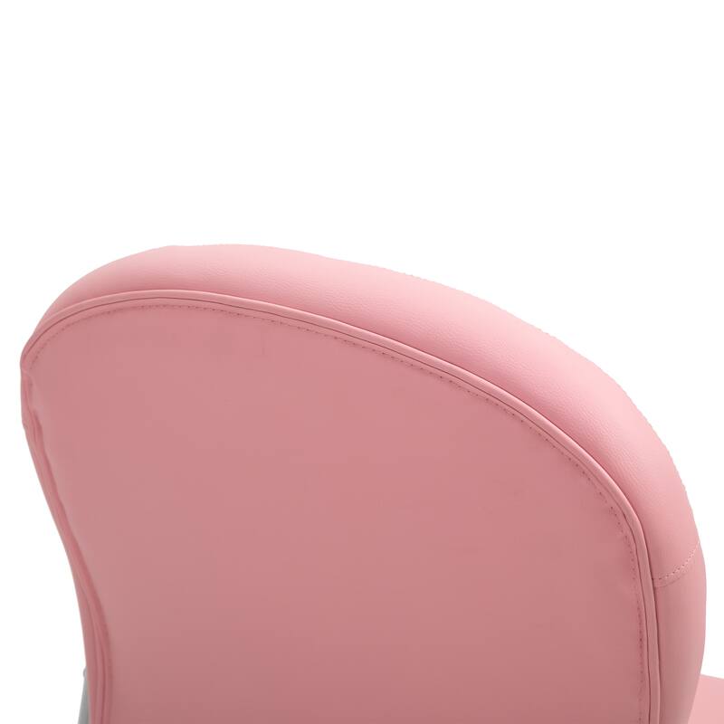 Pink Faux Leather Office Chair with Tilt Function, Padded Armrests & Swivel Wheels - 23.5" W x 23.75" D x 36.5" -40.5" H