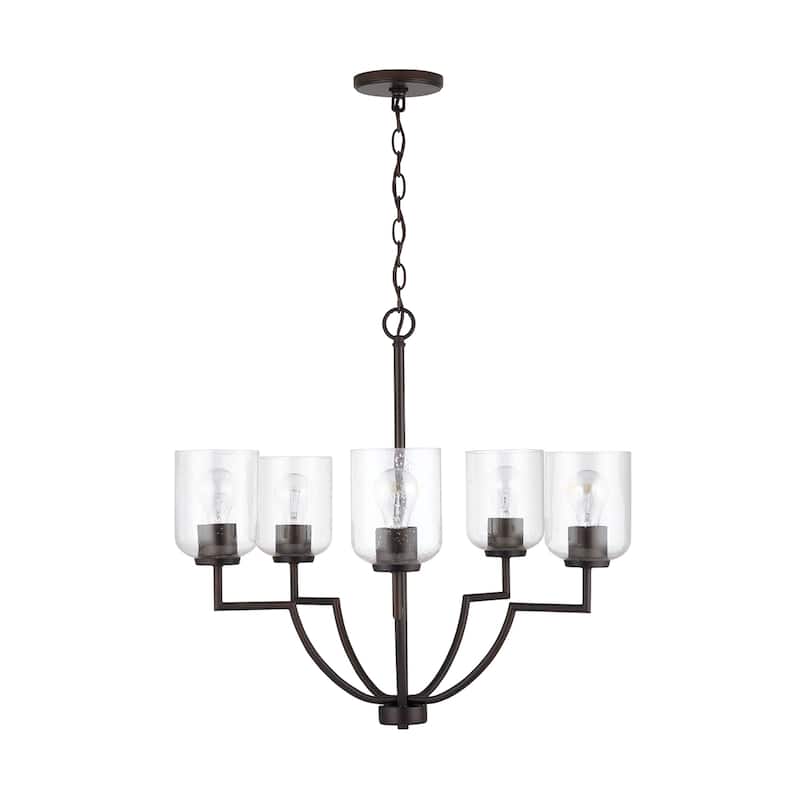 Carter 5-light Chandelier w/ Clear Seeded Glass - Bronze