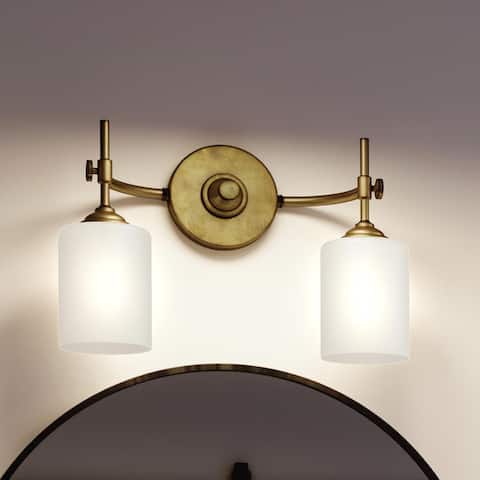 Luxury Mid-Century Modern Bath Vanity Light, 10"H x 15"W, with Cosmopolitan Style, Rustic Brass, by Urban Ambiance
