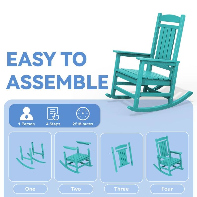 High-Back Oversized Plastic Rocking Chair –Stable & Smooth Glide