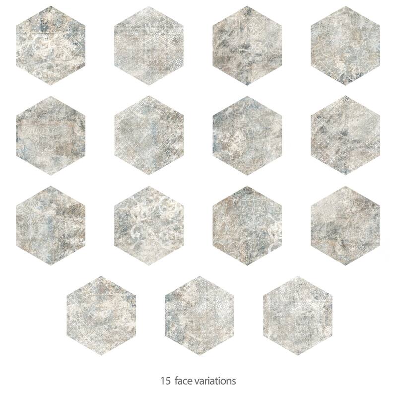Merola Tile Tivoli Hex Tapestry 5-1/2" x 6-1/4" Porcelain Floor and Wall Tile