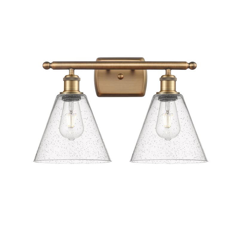 Innovations Lighting 516-2W-11-18 Berkshire Vanity Berkshire 2 Light - Brushed Brass / Seedy