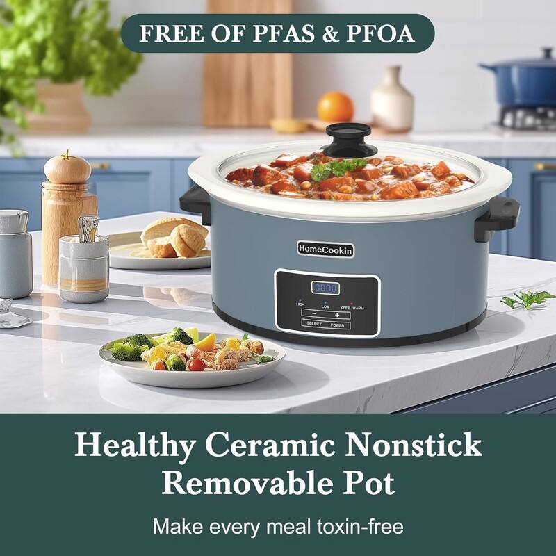 Multi-size Blue Digital Slow Cooker for Family Dinners