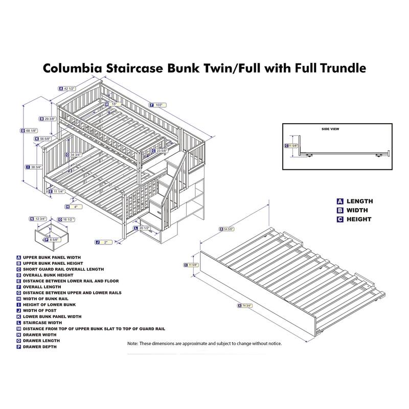 Columbia Staircase Bunk Bed Twin over Full with Full Trundle On Sale
