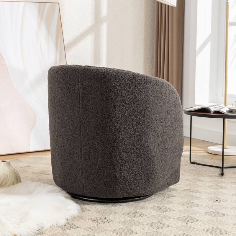 21.06"Seat Width Soft Teddy Fabric Swivel Chair For Living Room