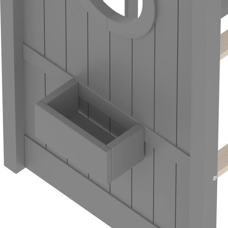 House Bed Frame for Toddler Floor Bed, Kids Montessori Bed with Storage Shelf and Round Window, Playhouse Bed with Roof Design