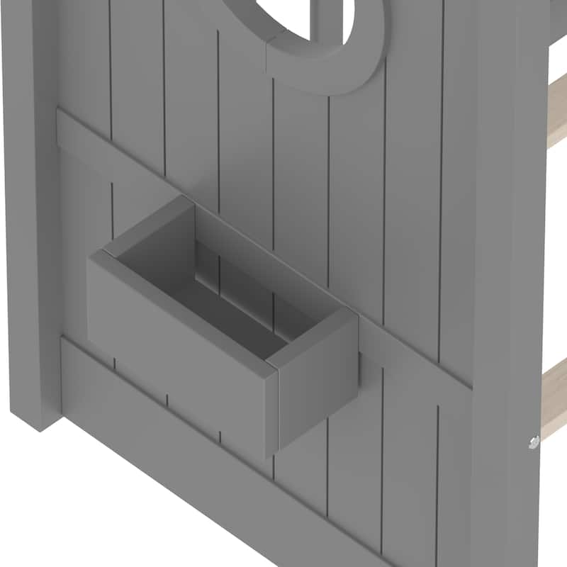 Montessori Floor House Bed for Toddler with Storage Shelf, Playhouse Design