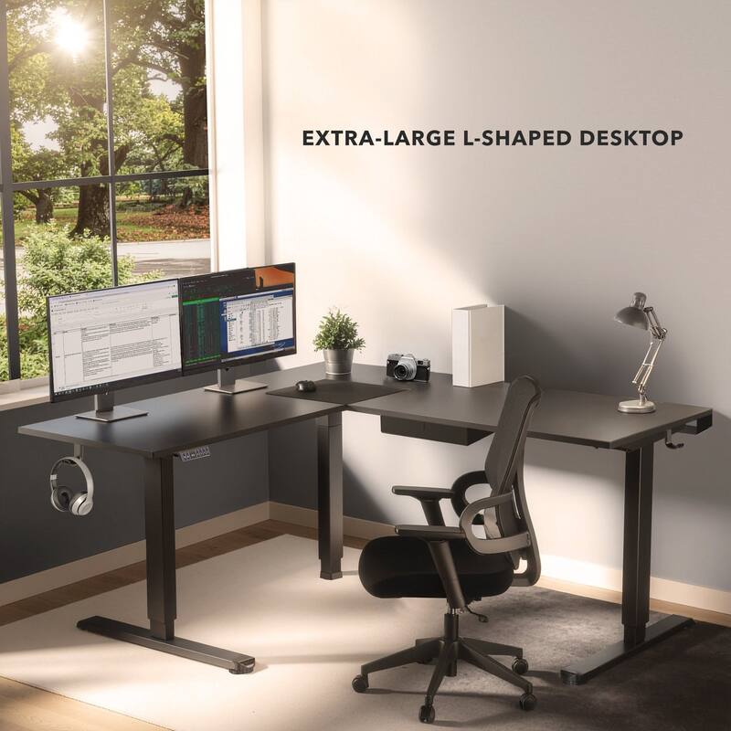 Mount-It! XL 75"W Electric Corner Adjustable Standing Desk, Black (MI-15024)