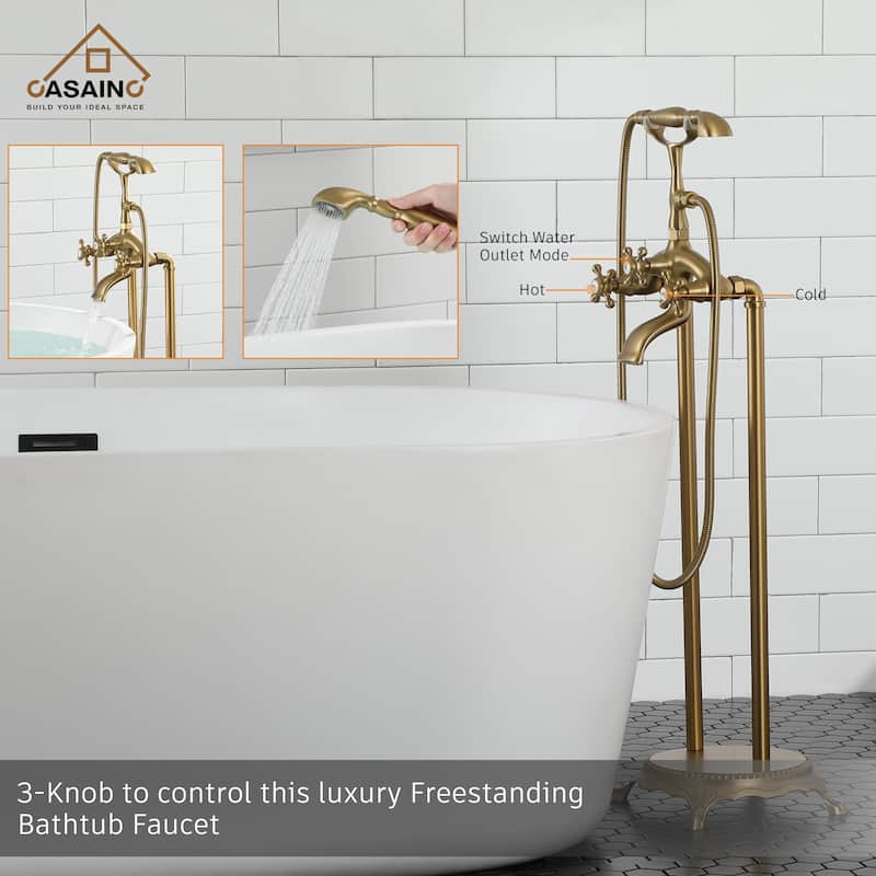 CASAINC 2-Function Free Standing Bathtub Faucet with 360 Degree Swivel Spout