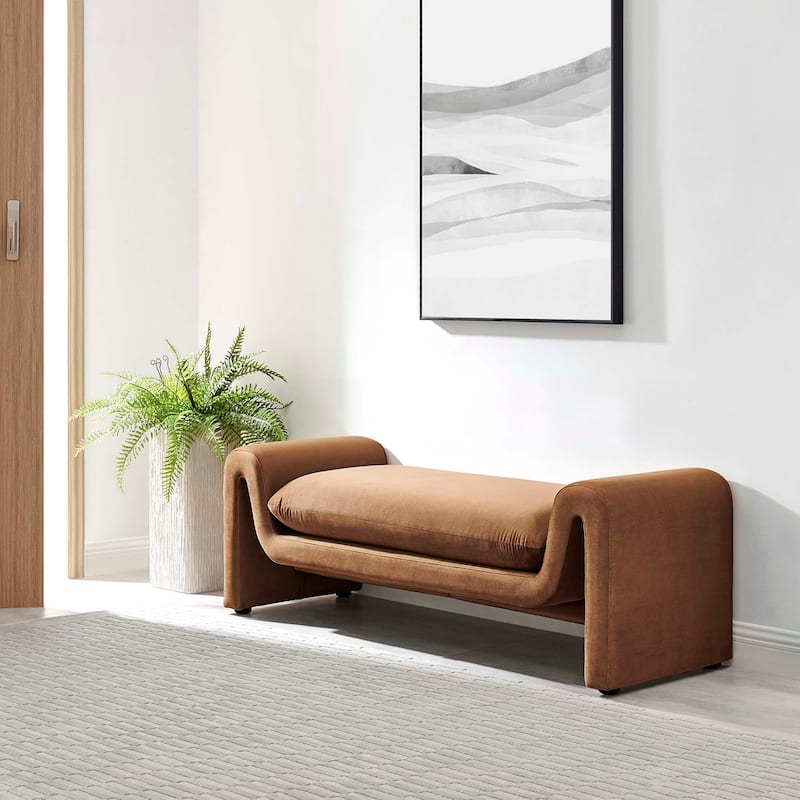 Waverly Performance Velvet Bench - Brown