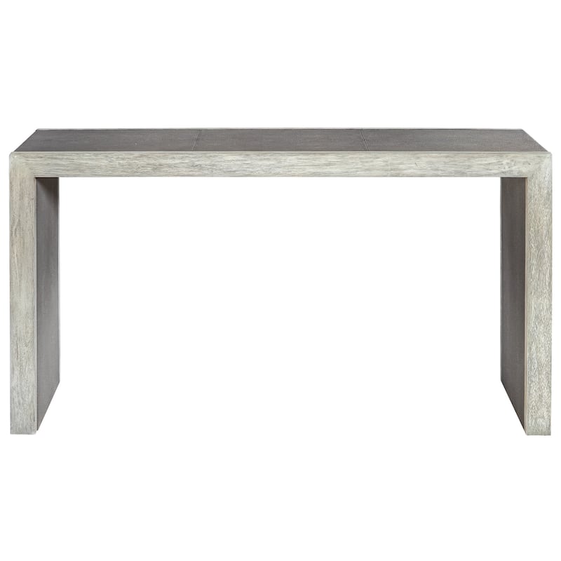 Uttermost 25483 Aerina 15" Wide Wood Console Table with Faux Leather - Gray Faux Shagreen