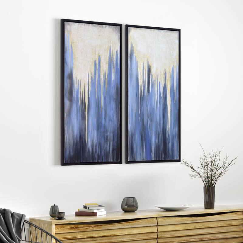 Snowy Drip 1&2 Textured Metallic Hand Painted Wall Art by Martin Edwards