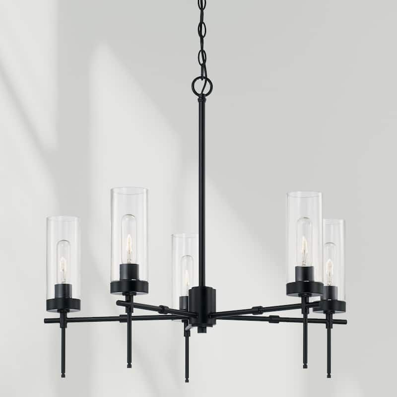 5-Light Hanging Chandelier w/ Clear Glass Shades