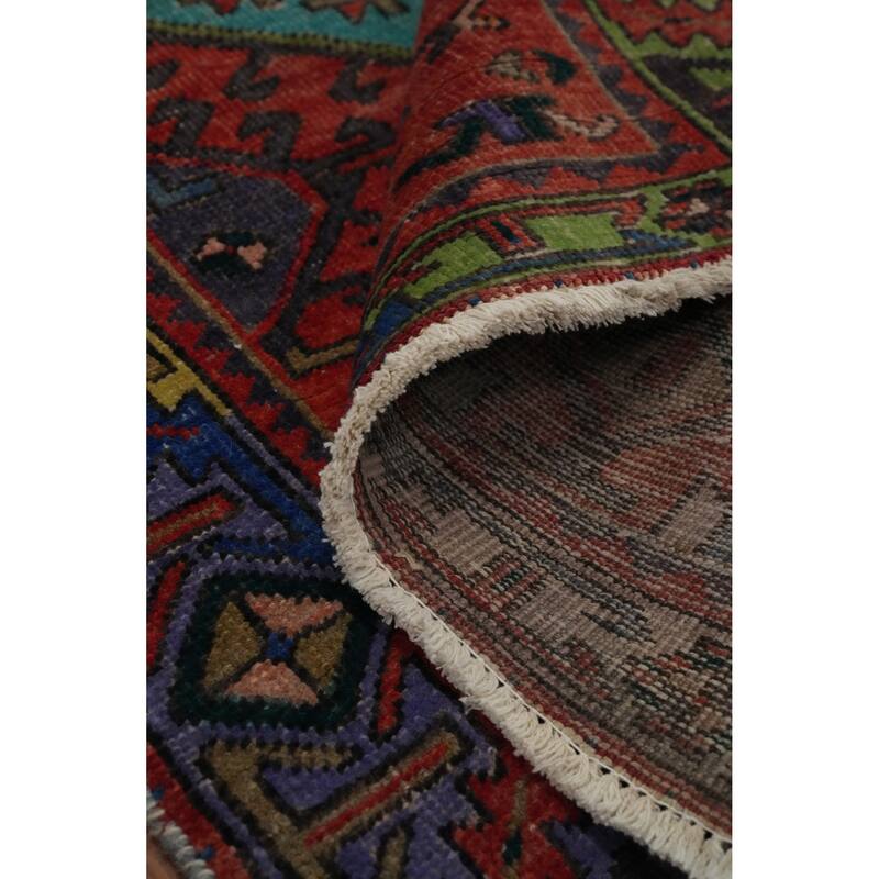 Hand Knotted Oriental 100% Wool Carpet Traditional Geometric Oranges & Rust Tabriz Runner Rug - 9' 10'' X 3' 1''