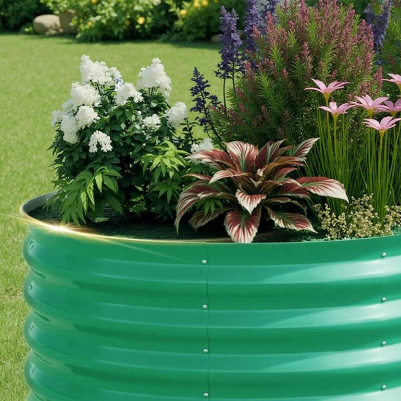 6x3x2ft 2Pcs Galvanized Raised Garden Bed Planter Boxes Outdoor, Green for Vegetables, Fruits, Flowers, Herbs - N/A