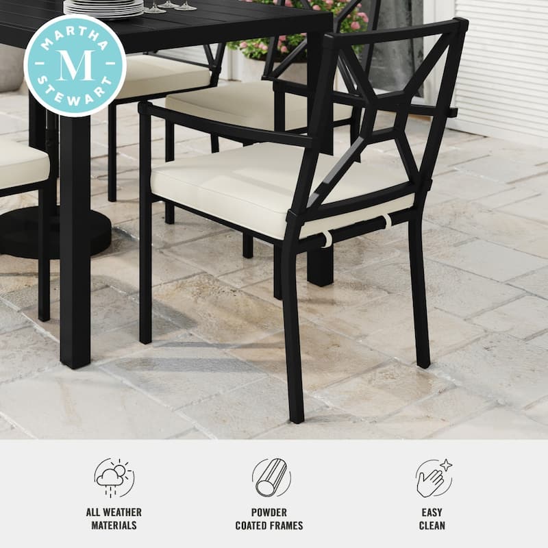 Martha Stewart All-Weather Steel Frame Stackable Patio Armchair with Cushion - 23"W x 26.25"D x 35.25"H